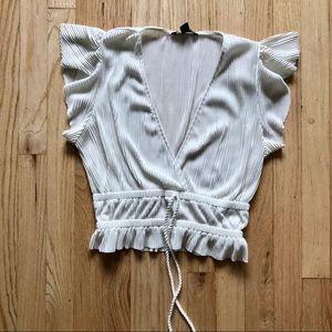 AE ruffle sleeve white top